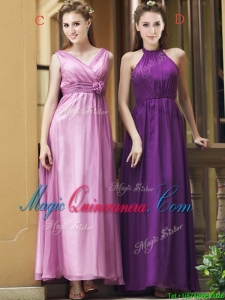 2016 Exclusive Empire Chiffon Ankle Length Dama Dress with Ruching