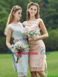 Luxurious See Through Scoop Cap Sleeves Dama Dress with Sashes