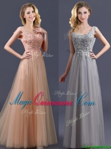 New Arrivals Empire Floor Length Dama Dress with Appliques