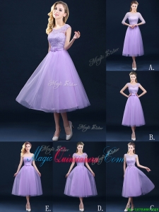 Exclusive A Line Tulle Lavender Dama Dress in Tea Length