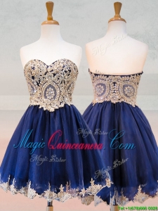 Fashionable Organza Applique with Beading Dama Dress in Royal Blue