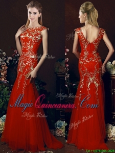 Elegant Mermaid Red Dama Dress with Gold Sequined Appliques