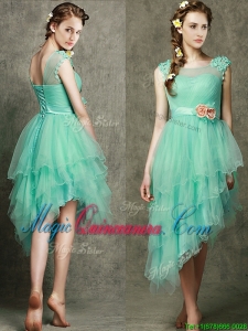 See Through Scoop Dama Dress with Appliques and Hand Made Flowers