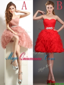 Lovely Beaded and Ruffled Puffy Skirt Dama Dress in Tulle