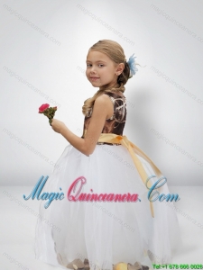 Lovely Ball Gown Camo Little Girl Pageant Dress with Bowknot