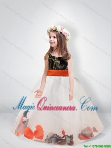 Pretty Ball Gown Scoop Belt Camo Little Girl Pageant Dress