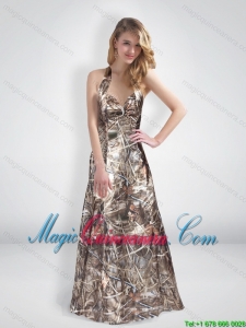 Discount A Line Halter Top Multi Color Camo Dama Dresses with Brush Train