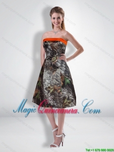 New Arrival Short Strapless Knee Length Camo Dama Dresses