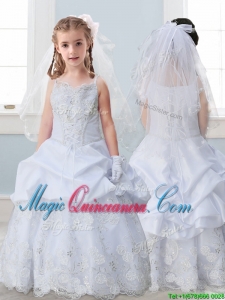 Best Spaghetti Straps Kid Pageant Dress with Lace and Pick Ups