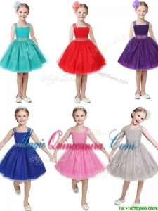 Gorgeous Straps Beading and Bowknot Little Girl Pageant Dress in Mini Length