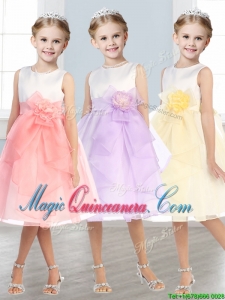 Beautiful Scoop Tulle Little Girl Pageant Dress with Hand Made Flowers and Ruffles