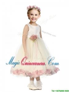Popular Scoop TulleLittle Girl Pageant Dress with Hand Made Flowers and Appliques