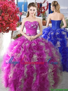 Perfect Applique and Ruffled Sweet 16 Fashionable Quinceanera Dress with Puffy Skirt