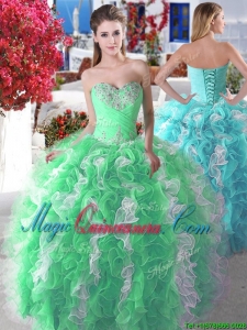 Wonderful and Fashionable Organza Big Puffy Quinceanera Sweet 16 Dress with Beading and Ruffles