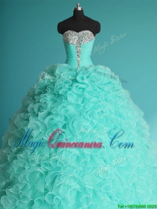 Exclusive Apple Green Big Puffy Quinceanera Dress with Beading and Ruffles