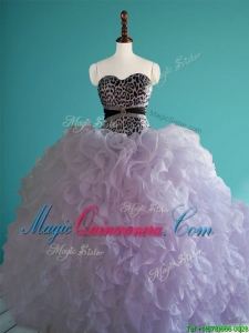 Romantic Leopard Big Puffy Quinceanera Dress with Beading and Ruffles