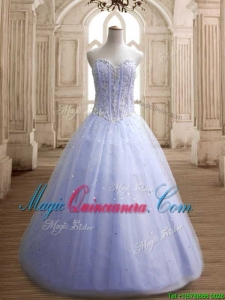 Hot Sale Beaded Bodice Tulle Quinceanera Dress in Lavender