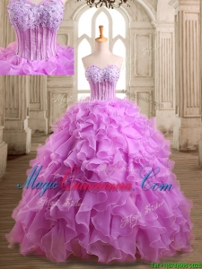 Lovely Applique and Beaded Organza Quinceanera Dress in Lilac