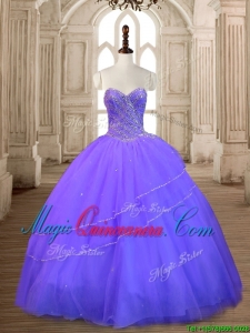 New Style Lavender Tulle Quinceanera Dress with Beading for Spring