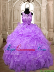 Popular Scoop Big Puffy Quinceanera Dress with Beading and Ruffles