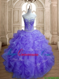 Romantic Organza Beading and Ruffles Quinceanera Dress in Lavender