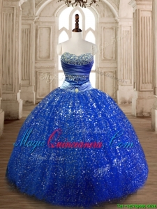 Cheap Beaded Royal Blue Quinceanera Dress in Sequins