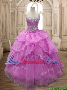 Sweet Beaded and Ruffled Layers Quinceanera Dress in Lilac for Spring