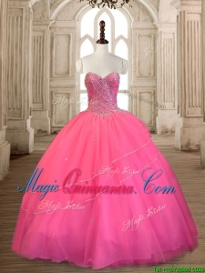 Top Selling Beaded Tulle Sweet 16 Dress in Rose Pink