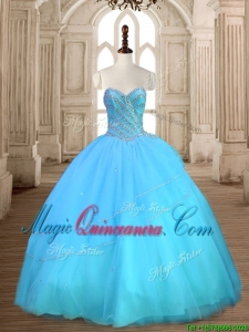 Beautiful Baby Blue Sweet 16 Dress with Beading for Spring