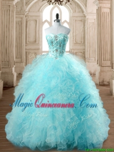 Best Selling Tulle Beading and Ruffles Quinceanera Dress in Baby Blue