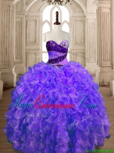Romantic Organza Beading and Ruffles Sweet 16 Dress with Puffy Skirt