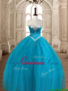 Best Selling Ball Gown Teal Sweet 16 Dress with Beading