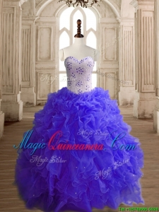 Most Popular Beaded Bodice and Ruffled Quinceanera Dress with Puffy Skirt