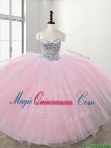 Discount Really Puffy Baby Pink Sweet 16 Dress with Beading