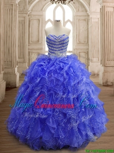 Latest Beaded and Ruffled Organza Quinceanera Dress with Really Puffy