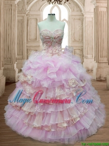 Lovely Organza Sweet 16 Dress with Ruffled Layers and Appliques
