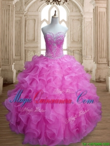 Cheap Lilac Big Puffy Quinceanera Dress with Beading and Ruffles