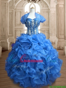 Discount Big Puffy Organza Quinceanera Dress with Beading and Ruffles