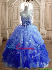 Hot Sale Big Puffy Gradient Color Quinceanera Dress with Beading and Ruffles