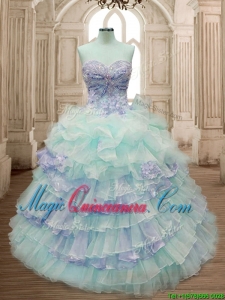 Hot Sale Ruffled Layers and Applique Quinceanera Dress with Big Puffy