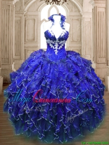 Hot Sale Applique and Ruffled Quinceanera Dress in Royal Blue