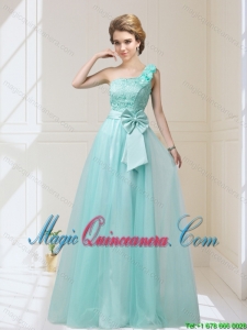 2015 One Shoulder Dama Dresses with Hand Made Flowers and Bowknot