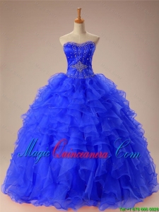 2015 Fall Elegant Beaded and Ruffles Quinceanera Dresses in Organza