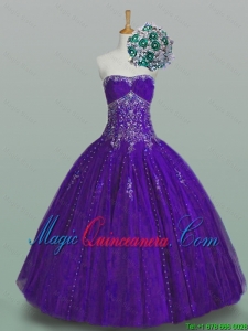 2015 Winter New Style Strapless Quinceanera Dresses with Beading and Appliques
