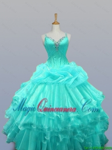 2015 Winter New Style Straps Quinceanera Dresses with Beading and Ruffled Layers