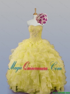 2015 Winter New Style Sweetheart Dress for Quince with Beading and Ruffles