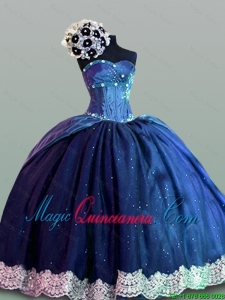 Luxurious Quinceanera Dresses with Lace in Navy Blue for 2015