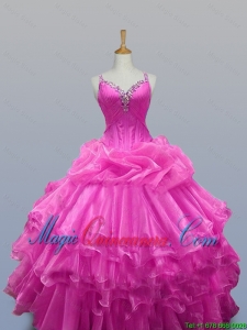 Perfect Straps Quinceanera Dresses with Beading and Ruffled Layers for 2015 Fall