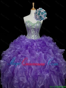 Pretty Sweetheart Purple Quinceanera Dresses with Sequins and Ruffles for 2015