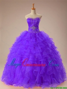 2015 Fall Beautiful Sweetheart Beaded Quinceanera Dresses with Ruffles